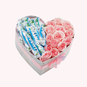 Heart Box With Chocolate & Preserved Roses
